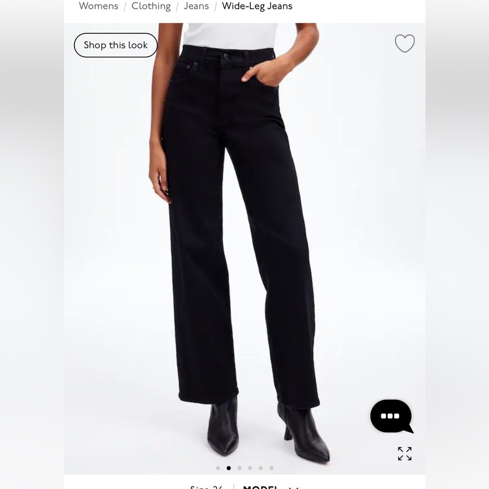 The “Vintage” Wide-Leg Jean Madewell. Black, white stitching, button detail.
